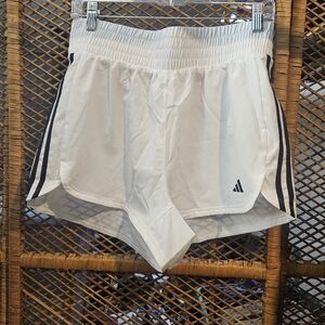 adidas White Athletic Shorts with Black Stripes